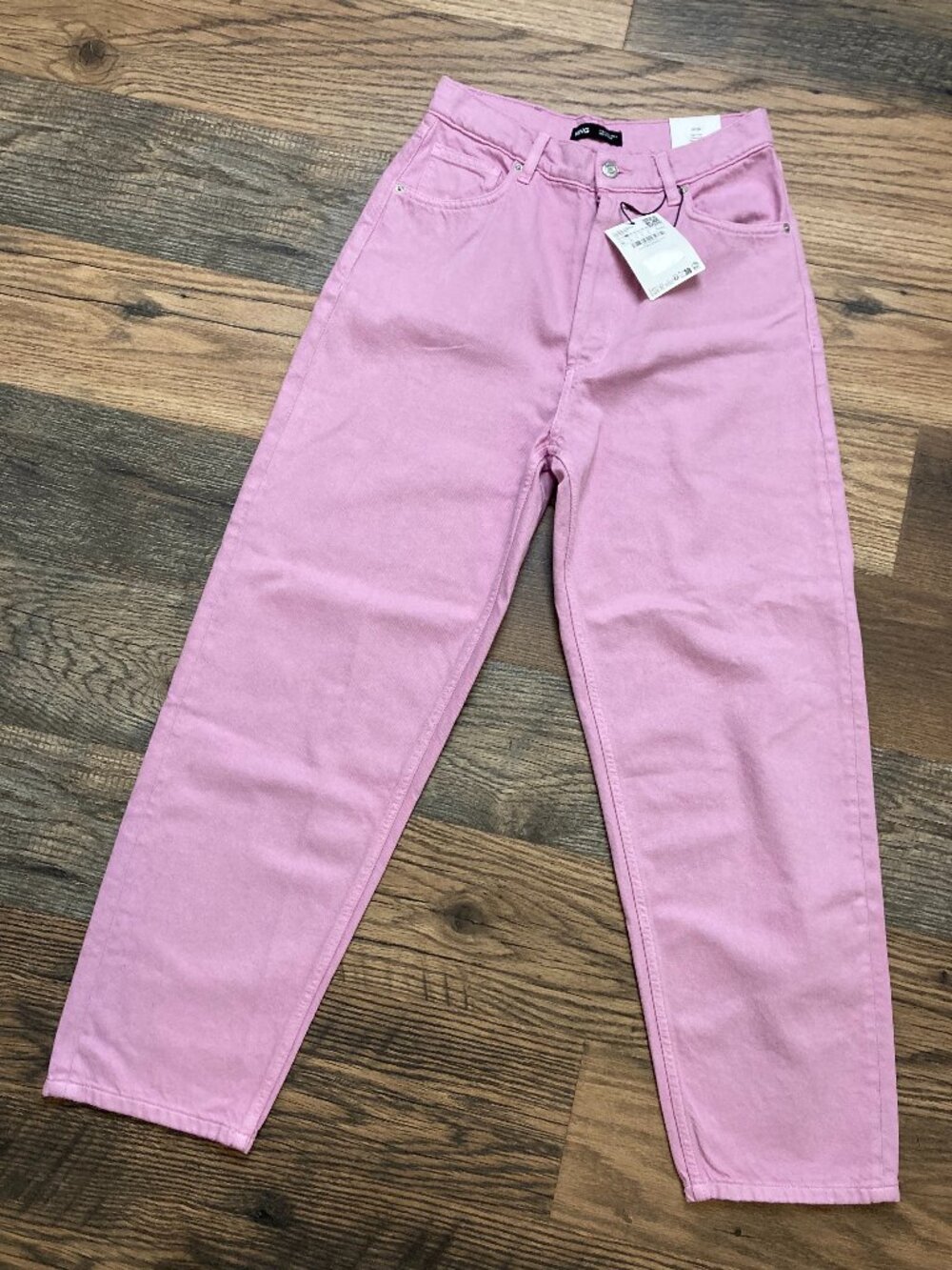 Mango MNG MOM Jeans Women’s Size 4 Pink High Waist Tapered Barrel NWT